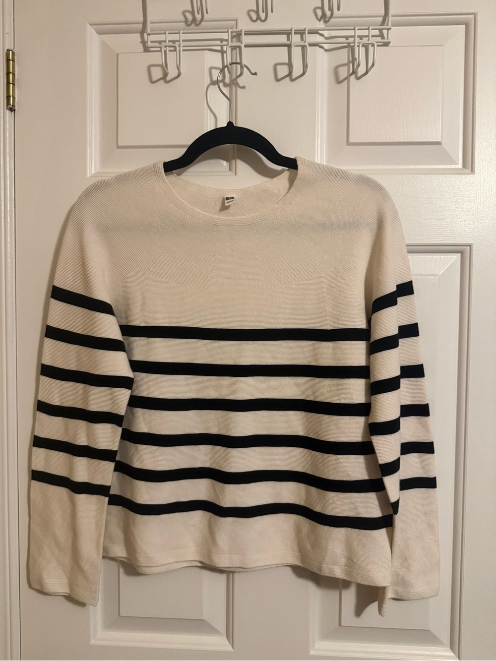 UNIQLO Cream & Black Striped Knit Sweater
